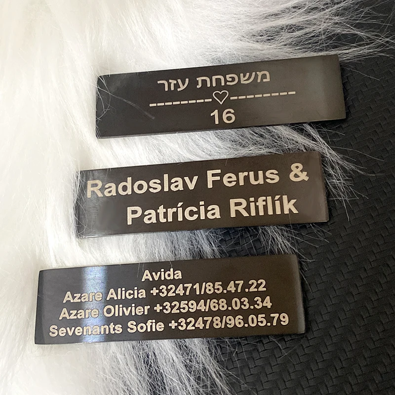 WLP مخصص كلاسيكي أسود اللون شعار النص محفورة لاصق صندوق البريد 70*20 مللي متر الفولاذ المقاوم للصدأ تخصيص معرف الباب اسم الشريط لوحة