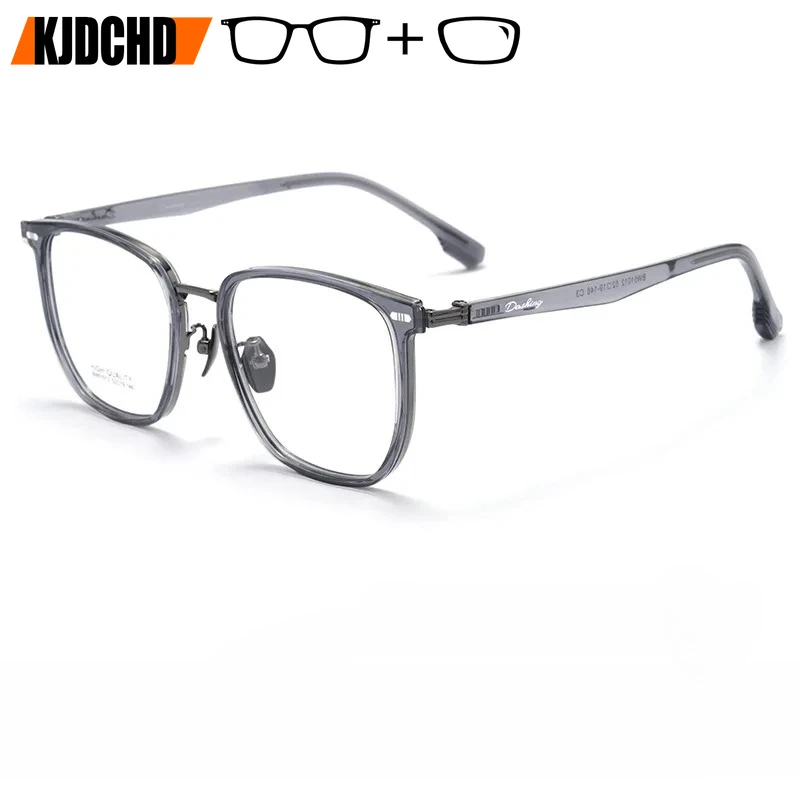 KJDCHD TR90 Titanium Vintage Myopia Prescription Glasses Men Women Classis Anti Blue Light Computer Eyeglass Retro Spectacels