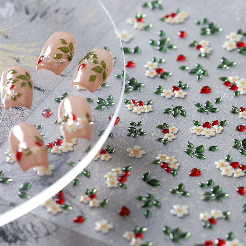 Colorful Jelly Mini White Daisy Lily Flower Charm Peony Rose Camellia Jasmine Chinese Spring New Nail Art Sticker Manicure Decal