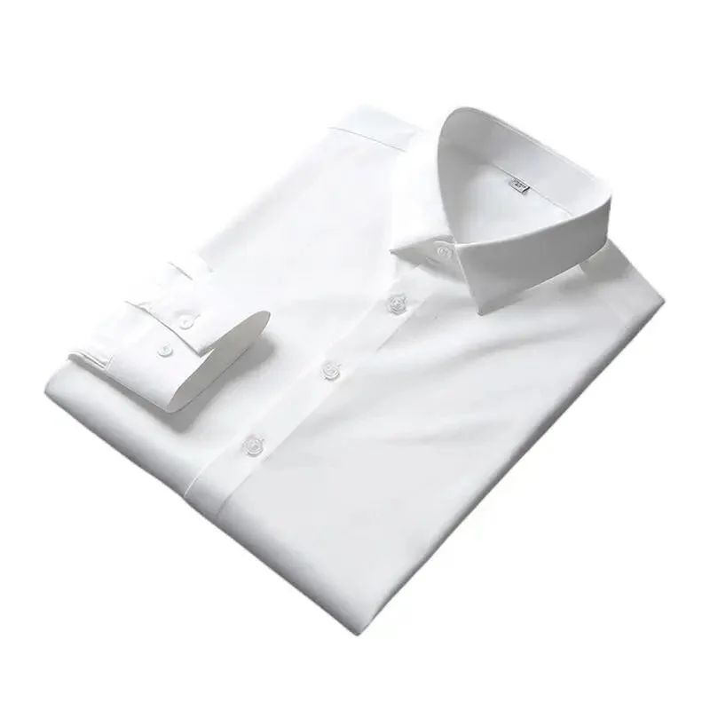New Spring Men's Casual Non-Iron Silk Stand Collar Business Shirt  Neck Thickened Fleece Special Wide Fit Autumn Shirt