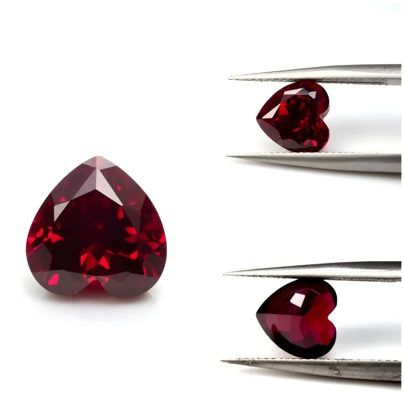 

Ruby VVS1 Heart Shape Lab Grown Gemstone Pigeon Blood Red Natural Colour DIY Ring Necklace Earrings Main Materials Certificate