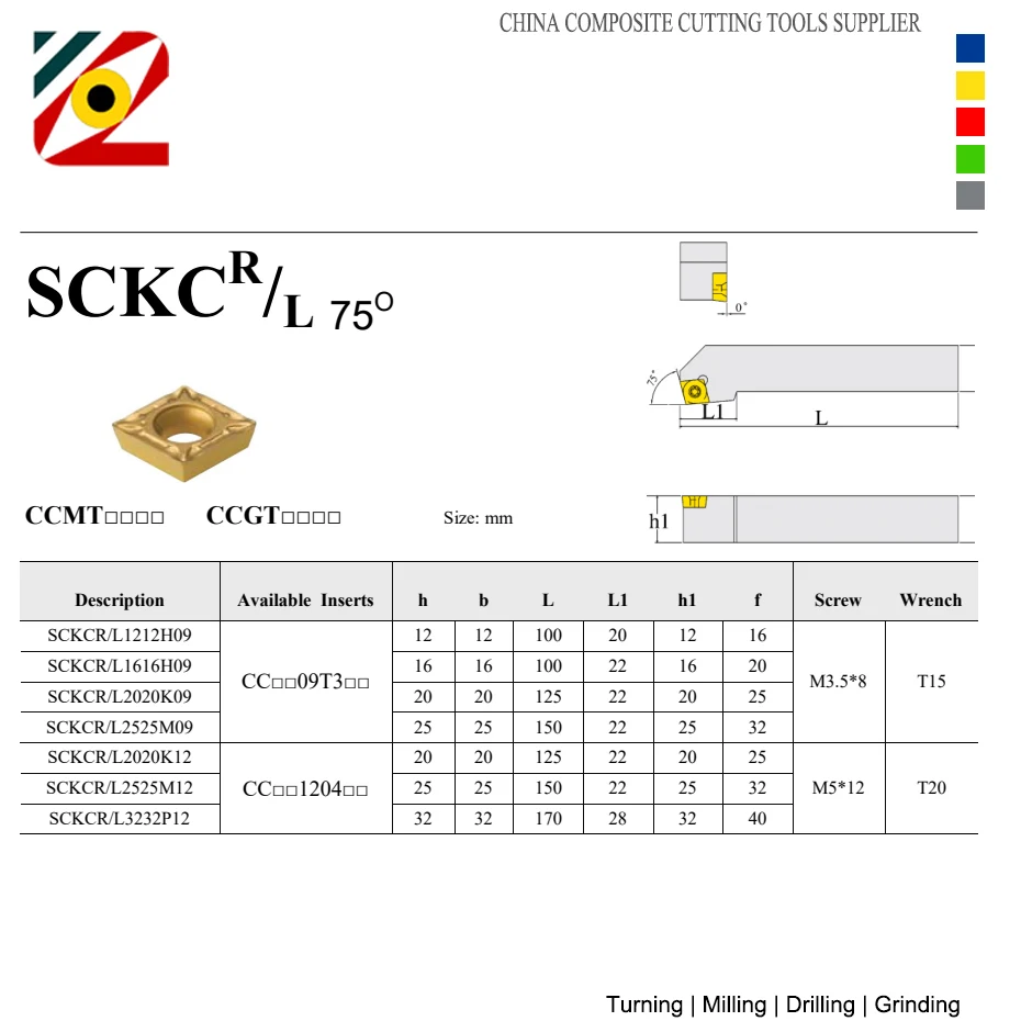 Portaherramientas de torneado de cortador de torno CNC SCKCR1616H09 SCKCR2020K09 SCKCR2525M09 SCKCL1616H09 SCKCL2020K09 SCKCR/L CCMT09T304