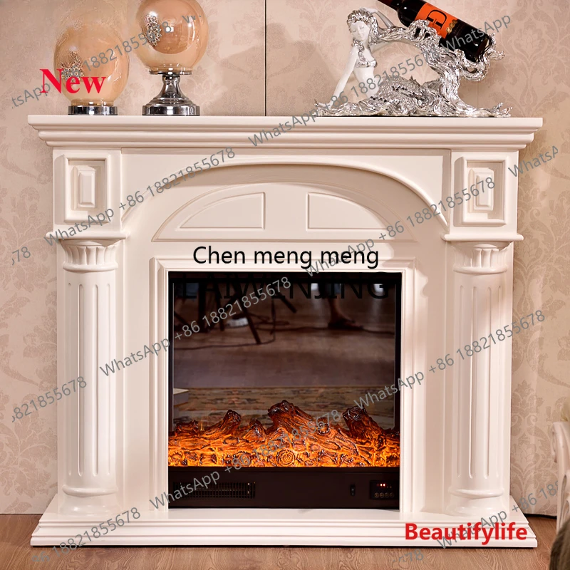 A55 European solid wood American decorative heating white fireplace cabinet Roman column furniture