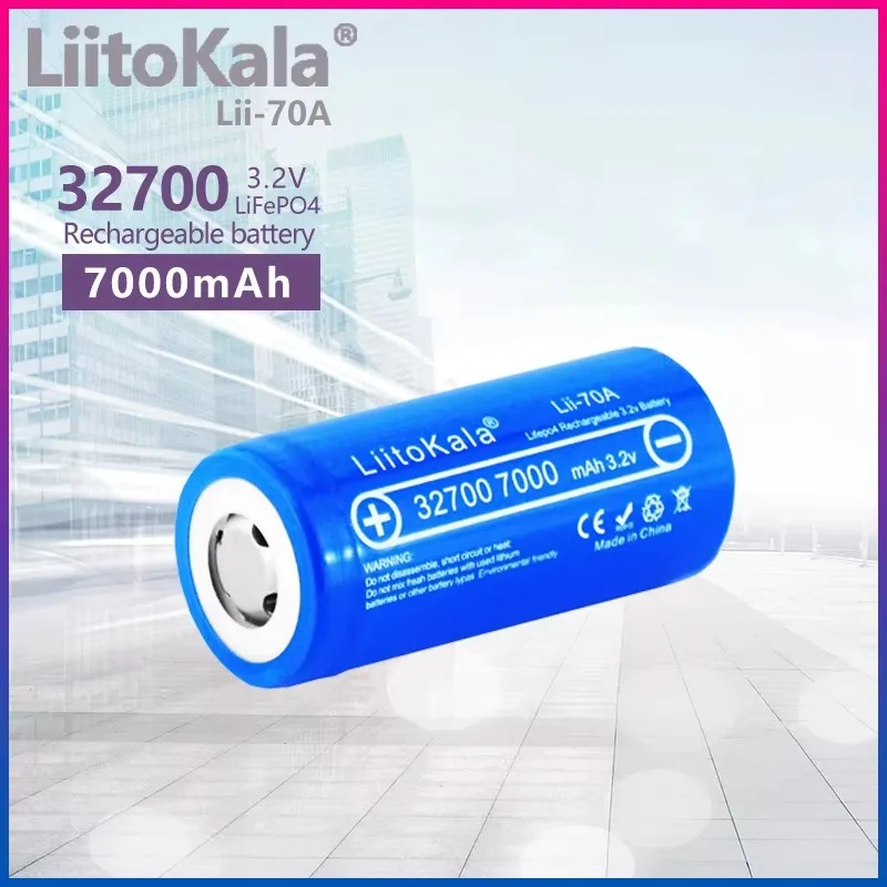 LiitoKala LiFePO4 32700 3.2V 7000mAh Lii-70A Rechargeable Battery Cell LiFePO4 5C Discharge Battery for Backup Power Flashlight