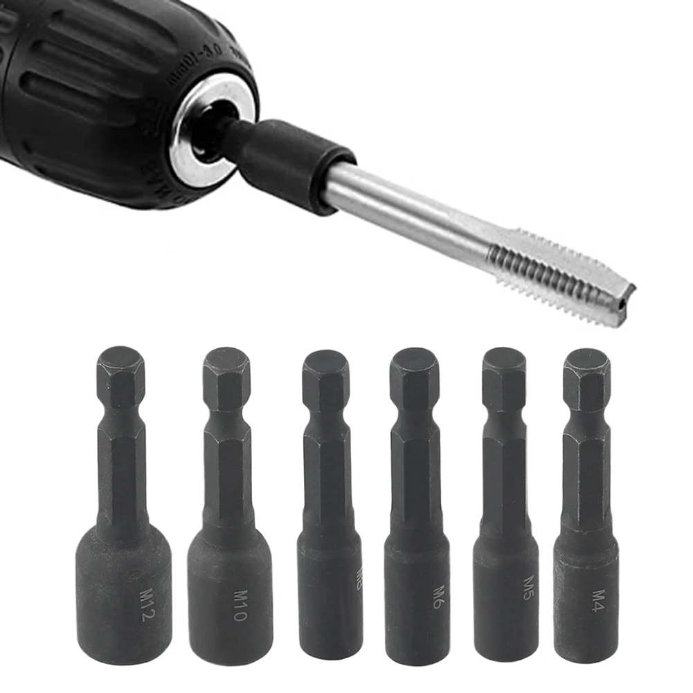 

6pcs 4-12mm Screw Tap Socket Adapter Holder Extension Bar 1/4 Inch Hex- Shank Machine Tap Square Driver Thread Tap Adapter