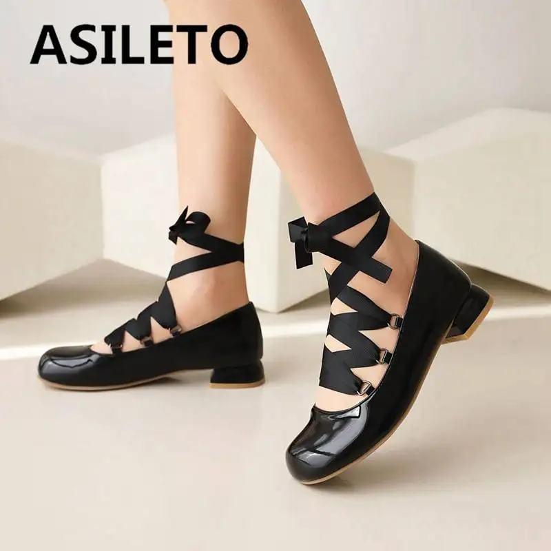 

ASILETO Brand Ballet Shoes Flats Women Round Toe Crossover Strap Lace Up Small Size 28 29 30 For Girs Concise Dress Soft S4818