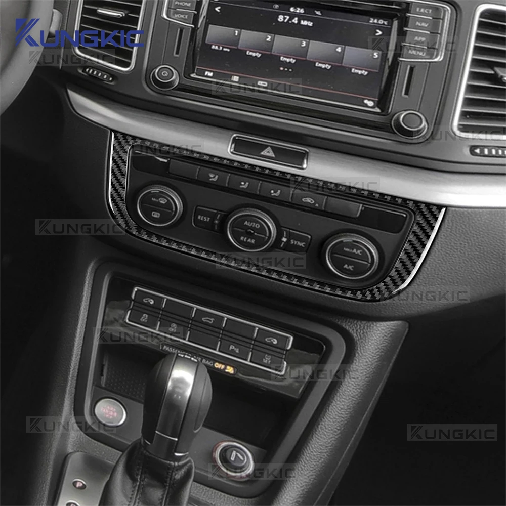 Sticker For Volkswagen Sharan 7N 2010 2011 2012 2013 2014 2015 2016 2017 2018 2019 2020-2023 Car Center CD Soft Carbon Fiber