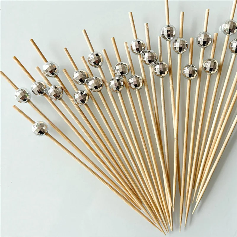 200X ديسكو الكرة المسواك الزخرفية للمقبلات، أسياخ الخيزران يتوهم للمقبلات المشروبات ديسكو ديكورات الحفلات-A68E #2