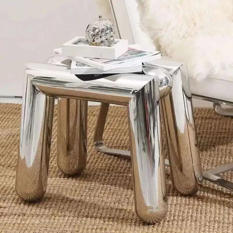 Metal Craft Stainless Steel Home Porch Shoe Bench Living Room Sofa Footstool Children's Low Stool Coffee Decorative Chairs