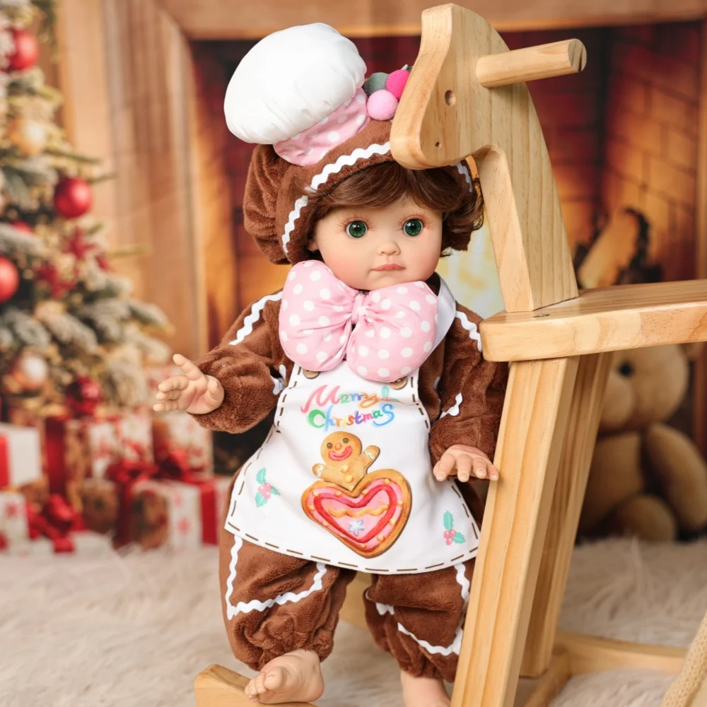 Cloveray 18 inch full body vinyl realistische herboren babypop Gingerbread Man Set vinyl pop handgemaakt origineel speelgoed kind kerstcadeau