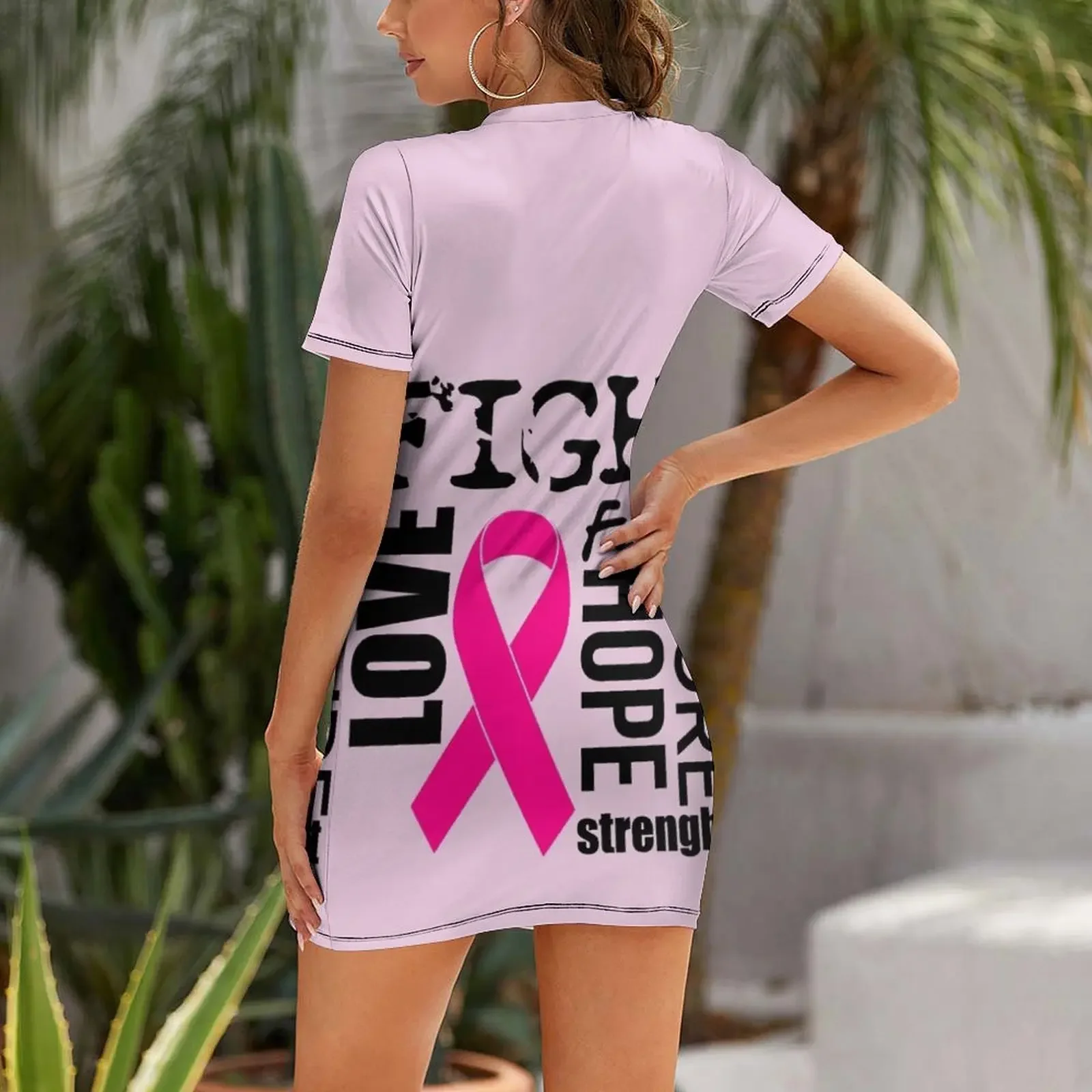Camiseta motivacional contra câncer de mama vestido de manga curta vestido de verão vestido feminino 2025 vestidos elegantes para mulher
