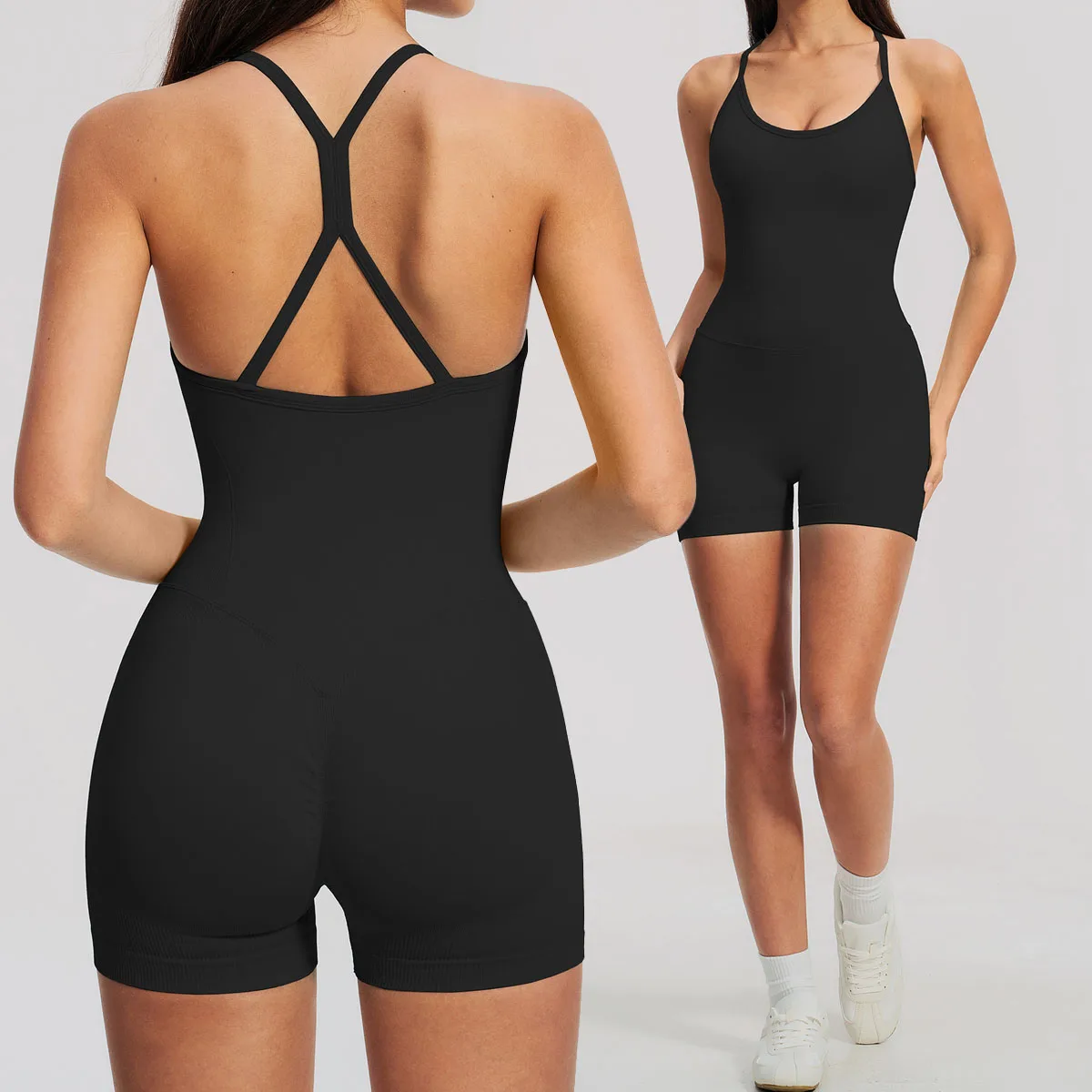 Yoga Sets Gym Seamless Jumpsuits Women One-piece Sports Bodysuit Overalls Active Wear Fitness Workout Clothes Short Outfits