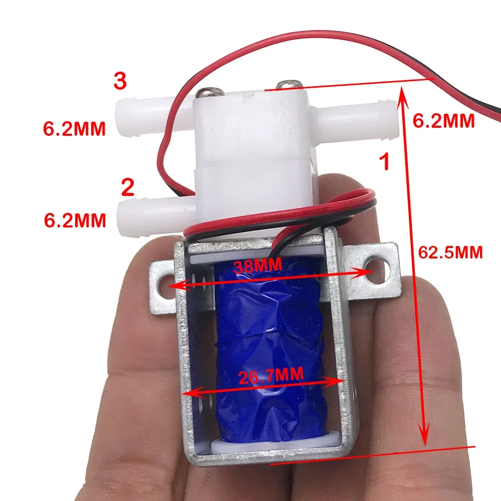 2-Position 3-Way Electric Solenoid Valve 12V DC Water Air Vacuum Valve for Water Dispenser Purifier DC6V/12V/24V/36V N/O N/C