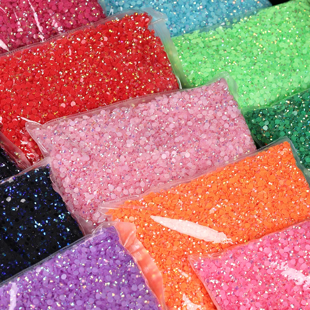Großhandel Bulk Resin Jelly Color Ab Transparent Ab 2mm,3mm,4mm,5mm,6mm Facetten Flatback Nail Art Kleidungsstück Dekoration – Detail 2