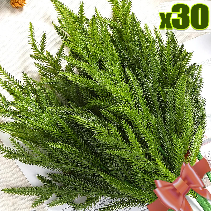 35CM Norfolk Pine Branches Fake Greenery Picks Norfolk Pine Stems for Christmas Tree Vase Fillers Wreath Home Winter Decorations