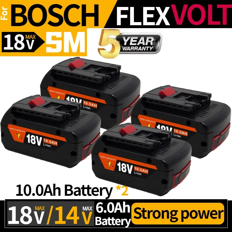 

18V 6.0Ah Rechargeable Lithium-ion Batteryfor Bosch BAT609 BAT609G BAT618BAT618G BAT614 for Electric⚡Drill with Charger⚡
