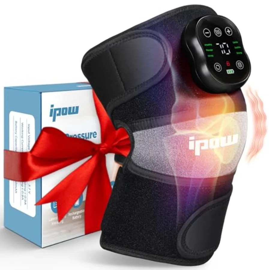 

IPOW Air Pressure Knee MassagerHeated Knee Brace Wrap with Massage 6 Adjustable Temperature and Vibration Thermal Therapy Heate