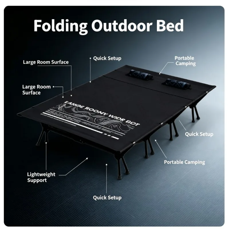 2 Person Folding Camping Cot Portable Outdoor Travel Bed For Campsite Camping Car Self-Driving Tour Heavy Duty Sleeping