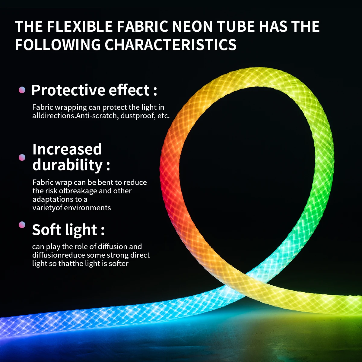 360 Degree Round Reticulate Neon LED Strip Lights USB Smart Bluetooth RGBIC Flexible Silicon Light Tape Waterproof Room Decor