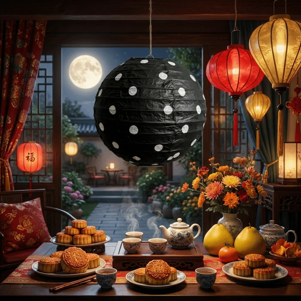 Portable Vintage Hanging Paper Lantern Round Rustic Lantern Ball Handmade Good Luck Chinese Lantern Mid Autumn