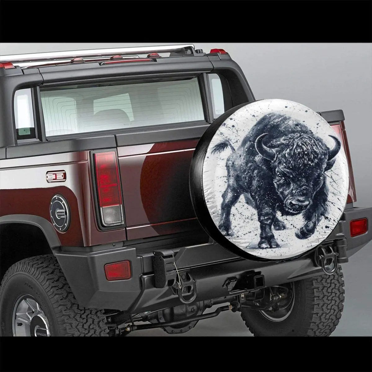 Moslion Buffalo Tire Covers Nature Wild Animal Bison Running in The Wind with Splashes Dot Universal Spare Wheel Covers for Truc