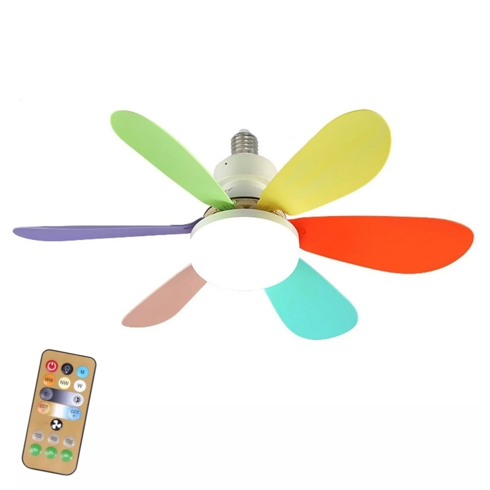 E27 LED Fan Lamp Wireless Remote Control Fan Light Dimmable For Office Kitchen Bedroom Living Room Ceiling Fan Light