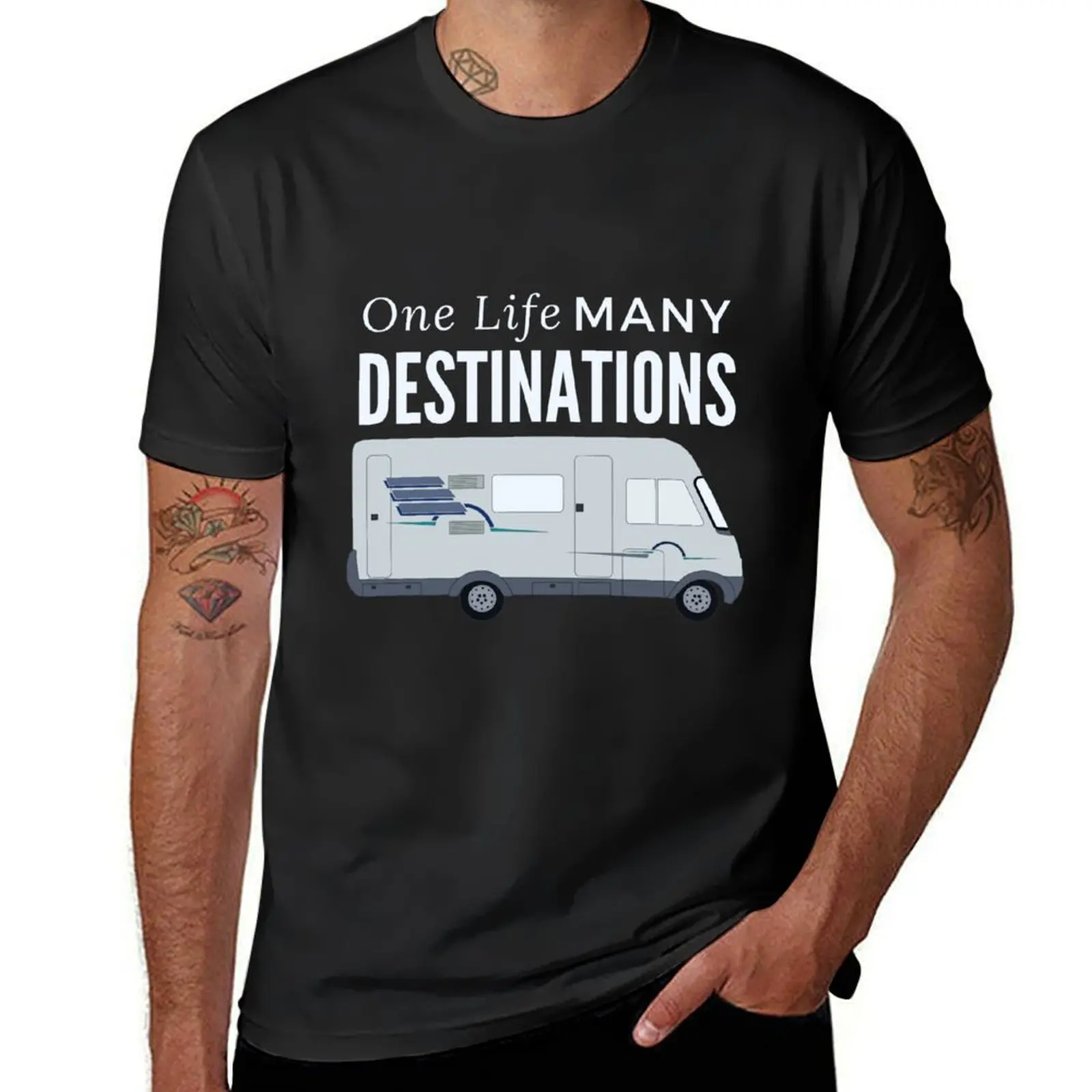 

One Life Many Destinations Hymer Motorhome T-Shirt vintage clothes cute tops designer t shirt men