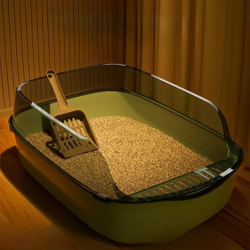 Semi-Enclosed Cat Litter Box Durable Plastic Cat Toilet with Scoop Anti-Splash Kitten Bedpan Pet Supplies Hygienic Pet