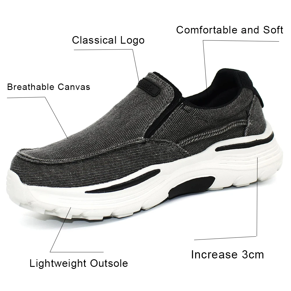 Men Shoes Comfortable Canvas Shoes Breathable Loafers For Men Slip On Walking Sneakers