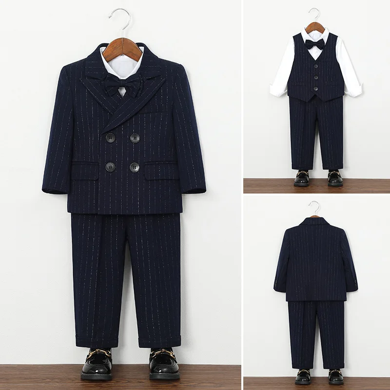 

Boys British Style Handsome Suit Set Kids Piano Performance Costume Toddler 1st Birthday Tuxedo 2-12 Y Boy Formal Blazer Outfit