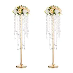 Wedding Flower Holders V-shaped Crystal Acrylic Bead Curtain Rotating Candlestick Road Lead for Wedding Table Party Decortions