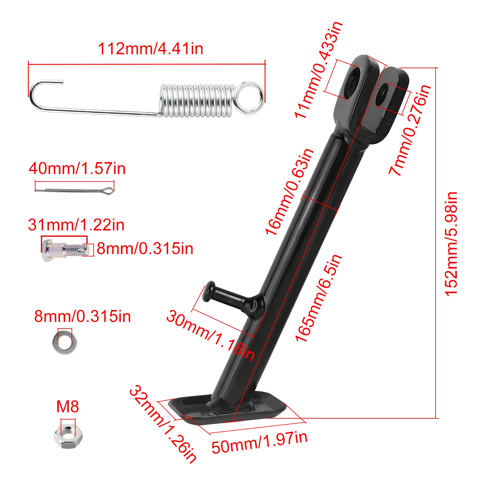 Motorcycle Kickstand Side Stand Kick Stand with Spring for Yamaha PW80 PW 80 PY80 G80T Peewee Y-Zinger
