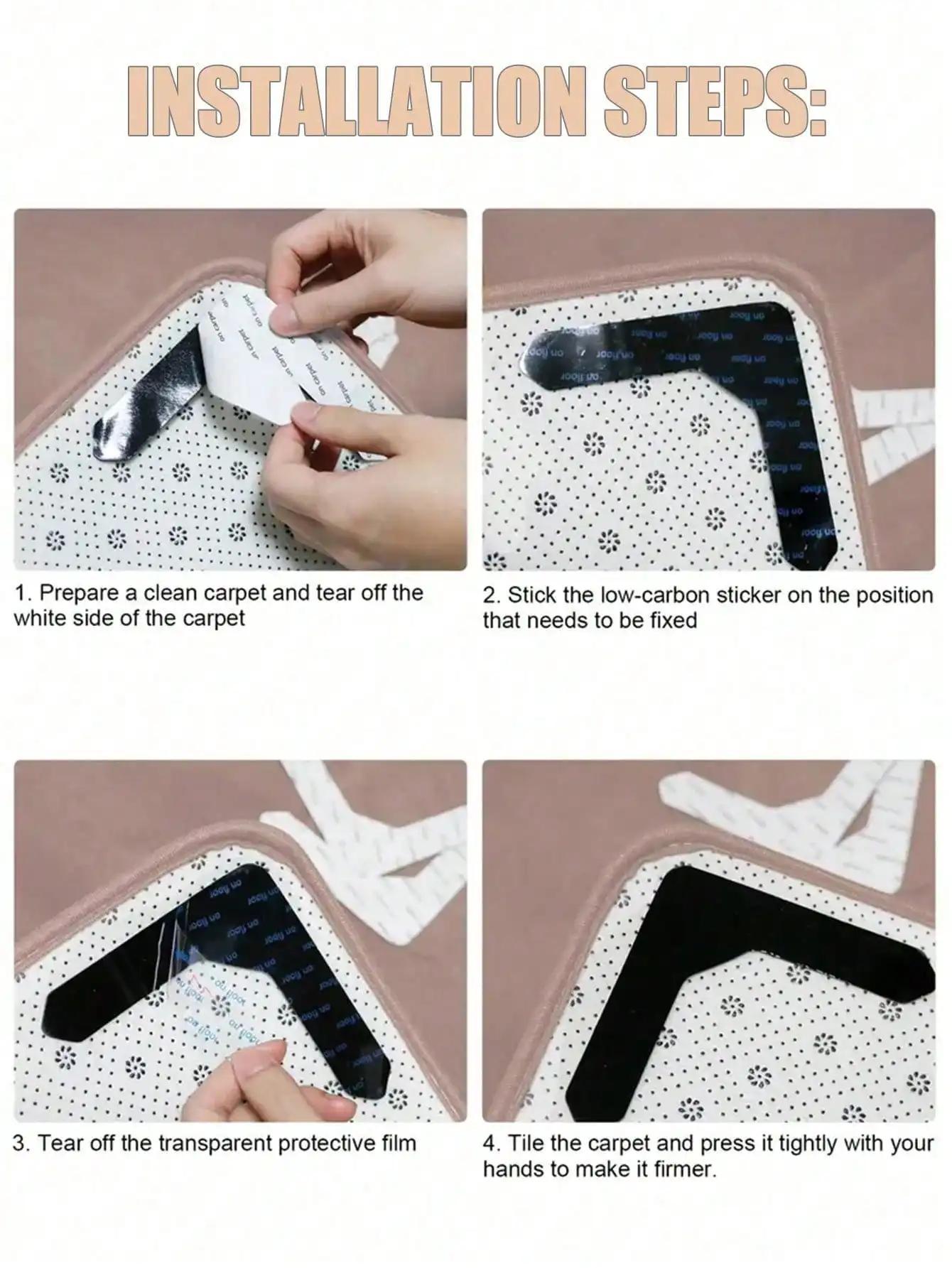 1 قطعة سجادة السجاد المضادة للانزلاق تثبيت الشريط ، بولي PU قابل للغسل بقايا خالية قابلة لإعادة الاستخدام شريط السجاد ، ملصق تثبيت قابل للغسل