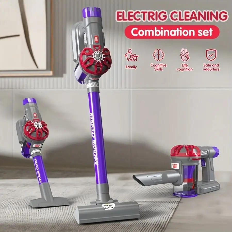 어린이용 진공청소기 장난감, 청소를 시뮬레이션하며 가정 책임감을 가르치는 도구로, 소녀와 소년에게 적합합니다.