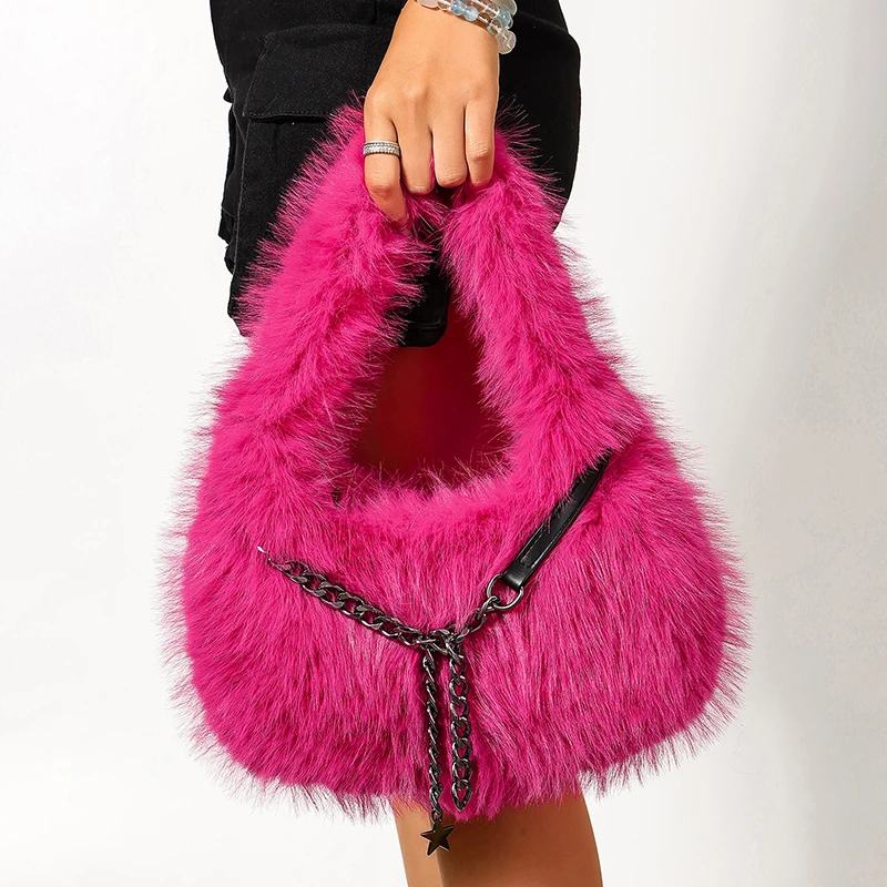 Women'S Bags Handbags - Kışlık Yumuşak Peluş Omuz Çantası Lüks