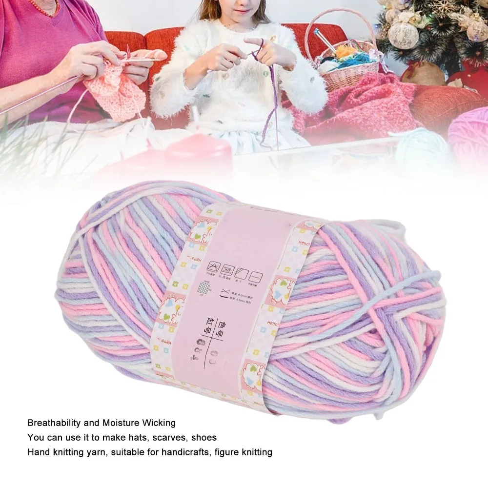 6 Strands Milk Cotton Yarn Flower Color 50g 174 Yds Knitting Yarn 55% Cotton 45% Acrylic Variegated Coarse Yarn For Handcraft