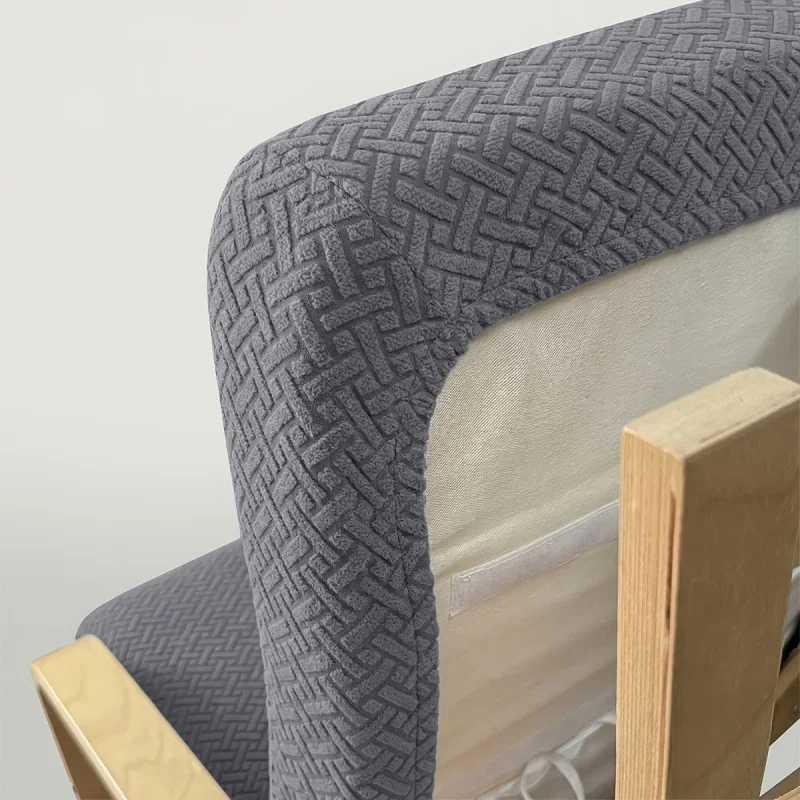 1 Stück Elastischer T-Jacquard Poang Stuhlauflagen-Überzug mit Riemen Weicher Einzelsofa-Bezug Dehnbarer Sessel-Schutz Wohnzimmer Zuhause – Detail 5