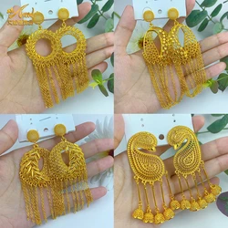 Luxury Long Tassel Drop Earrings For Women Dubai 24k Gold Color Earrings Trend African Jewelry Gift Party Wedding Accessories