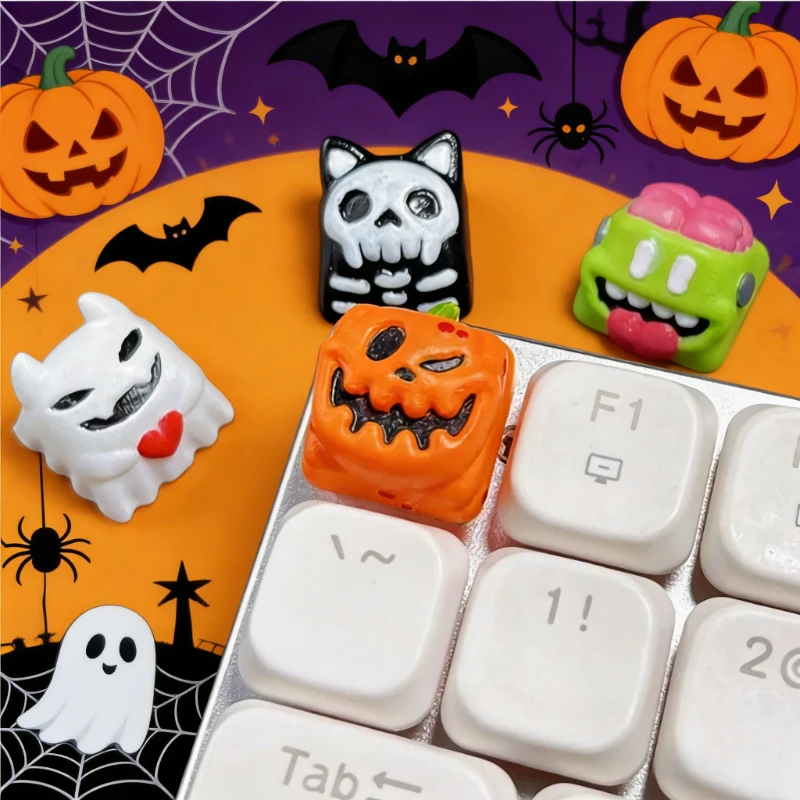 

Halloween Themed Keycap Resin Material Customized Creative Keycaps for Mechanical Keyboard Pumpkin Key Caps Compatible MX Switch