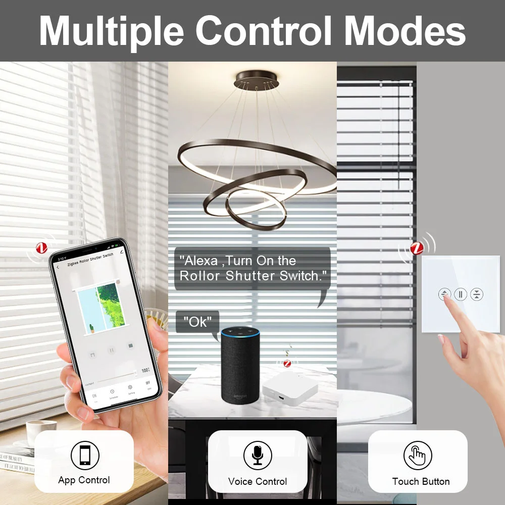 TAWOIA ZigBee Shutter Switch Smart Wall Touch Switch Intelligent Roller Switches Tuya Smart Life APP Google Alexa Voice Control