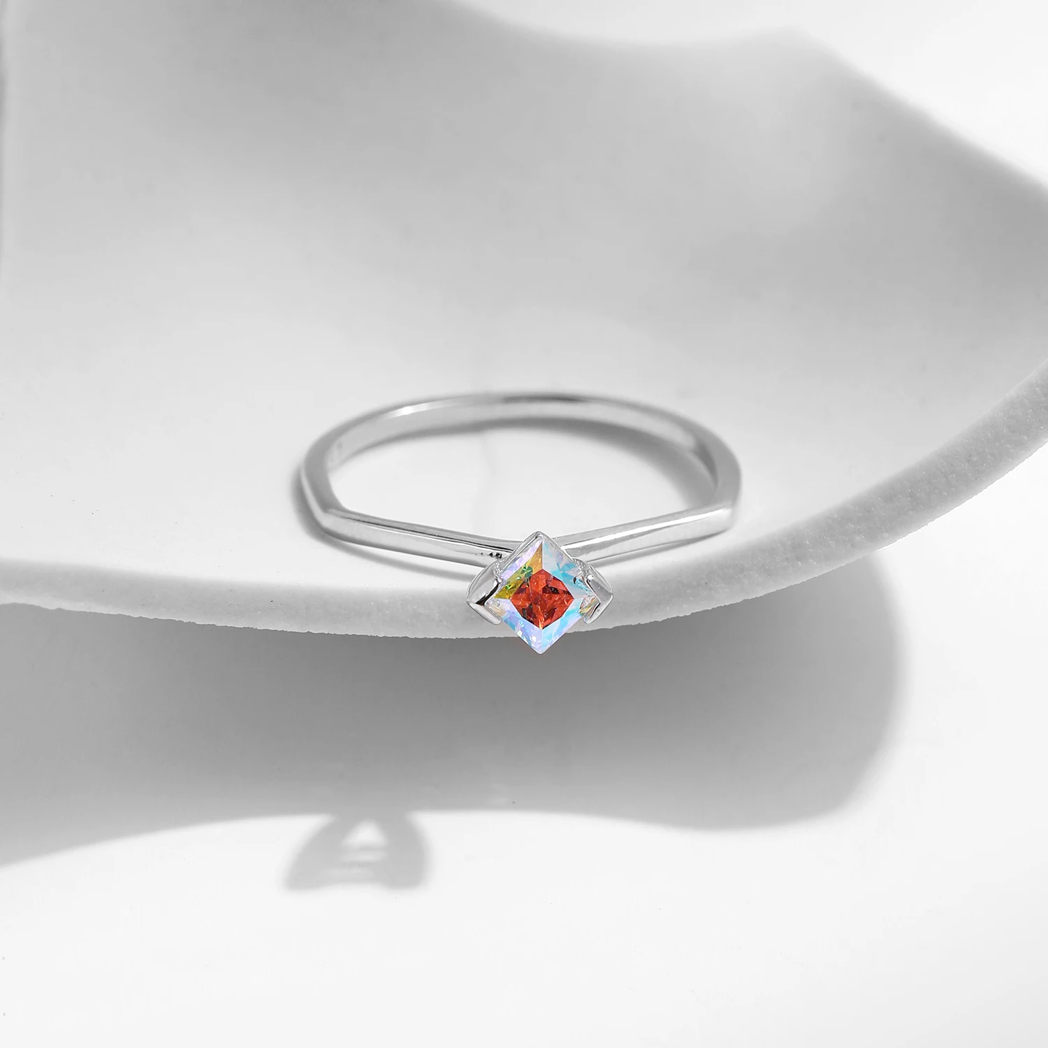 MODIAN 925 Sterling Silver Colorful Square Zirconia Geometric Ring Original Design Wedding Statement Fine Jewelry For Women