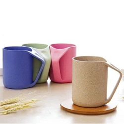 4 Colors Eco-friendly Healthy Wheat Straw Biodegradable Plastic Cup Mug for Kitchen Water Coffee Milk Juice Tea