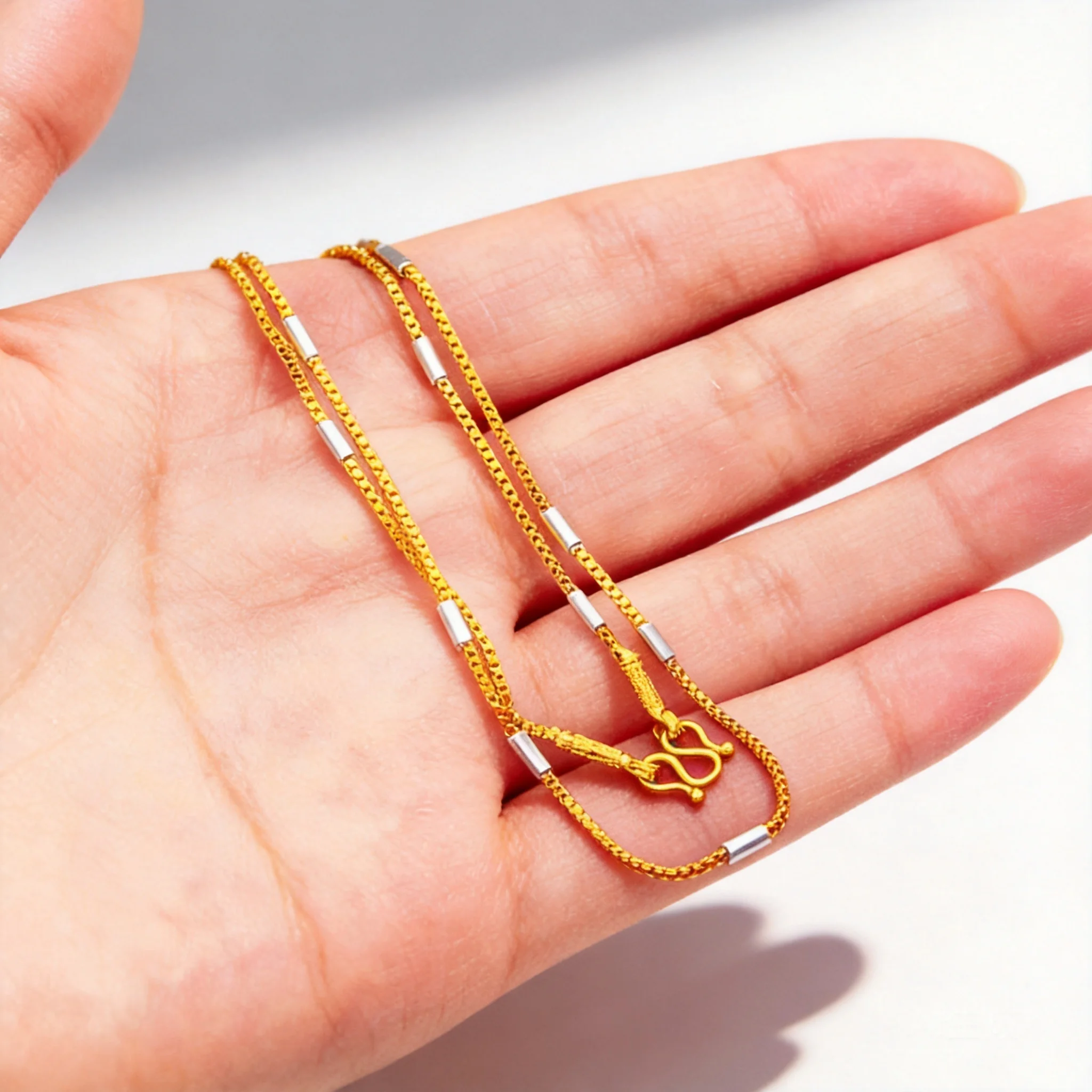Vietnamese Sand Gold Bamboo Joint Necklace 2026 New Multicolor Gold Silver Jewelry For Women Daily Wear Party Gift Wholesale Del