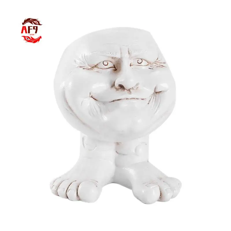 

AF90-Funny Face Resin Sculpture In Flower Pot With Funny Expression Garden Supplies