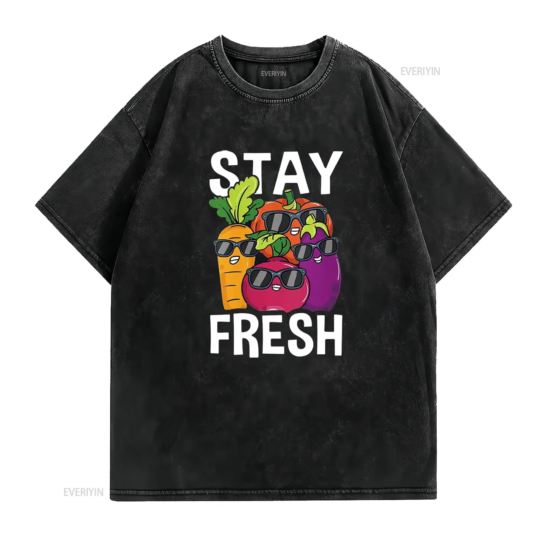 Womens Stay Fresh Veggies Characters Hilarious Veg Stylish Women s T Shirt with s Summer Top vintage Washed fashion streetwear
