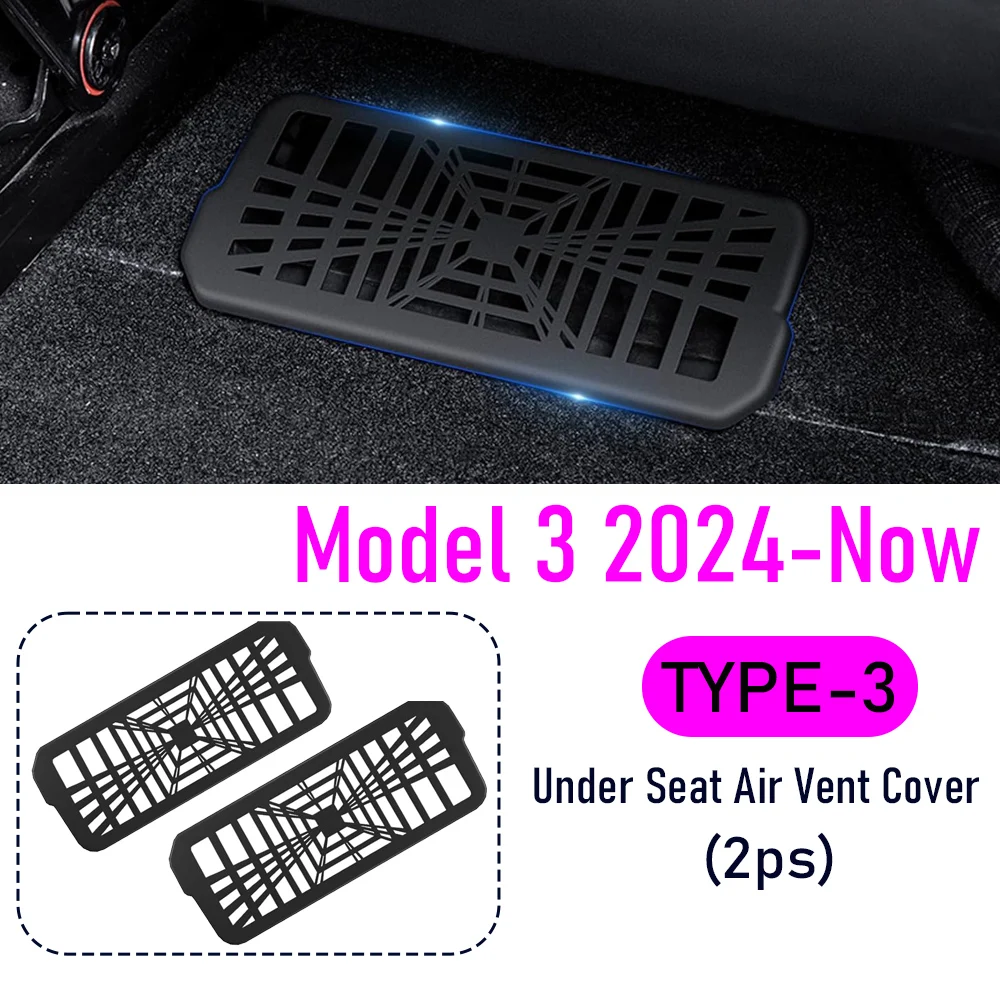 Lüftungsabdeckung unter dem Sitz für Tesla Model 3 Y Juniper 2025 2026 Klimaanlagen-Auslass-Schutz Rücksitz-Lüftungsgitter Zubehör
