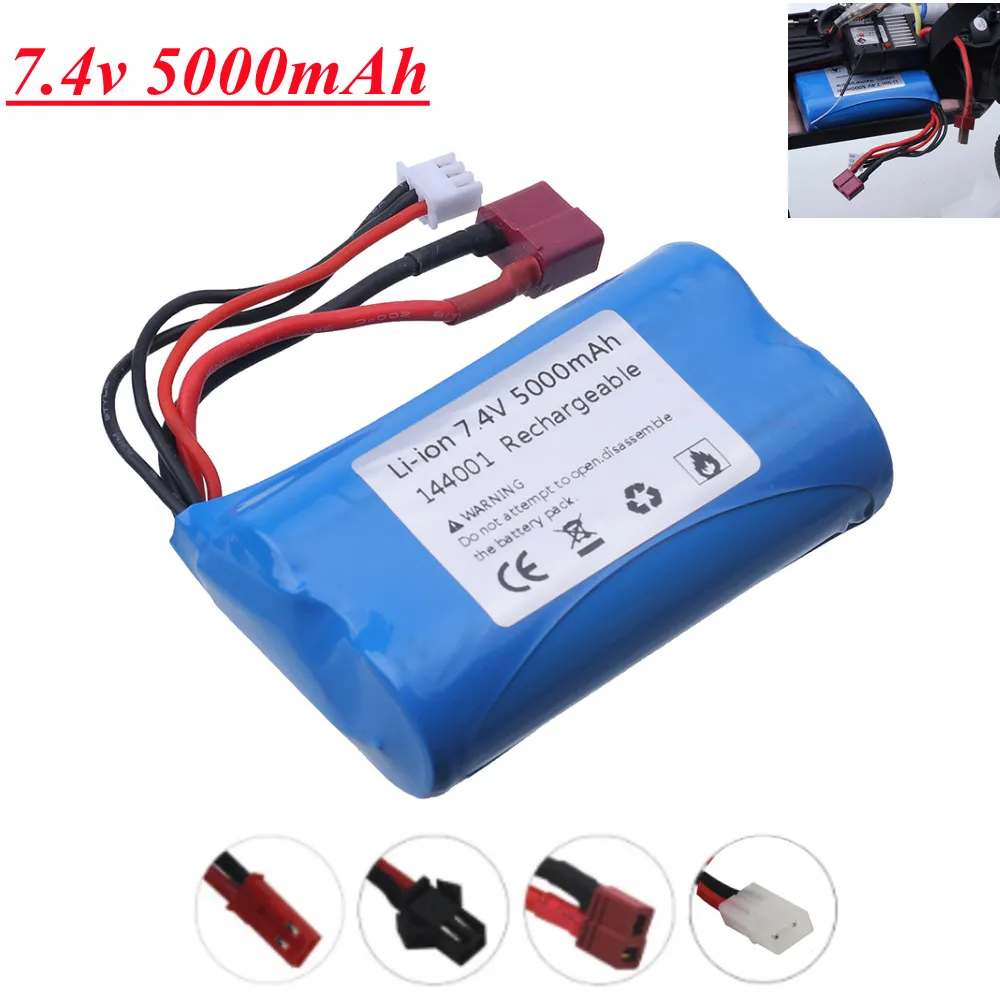 7.4V 5000mah Li-ION Battery for Wltoys 12428 144001 Udi U12A Syma S033g Q1 H100 H101 H102 H103 FT009 RC Car boats toys Parts