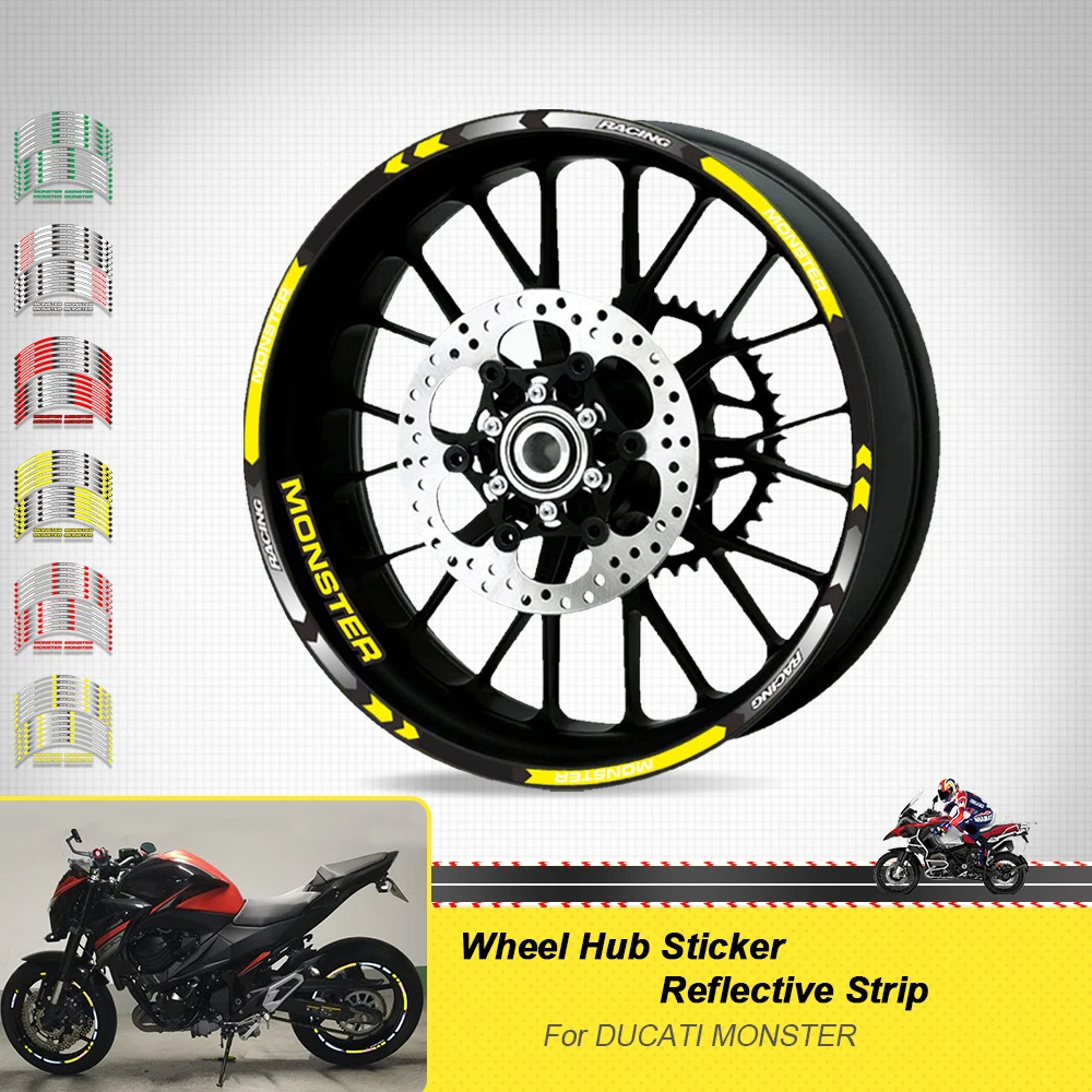 Motorcycle Accessories Stickers Wheel Reflective Stripe Rim Decal Tape Set For DUCATI MONSTER 695 696 795 796 1100 1100S 797 821