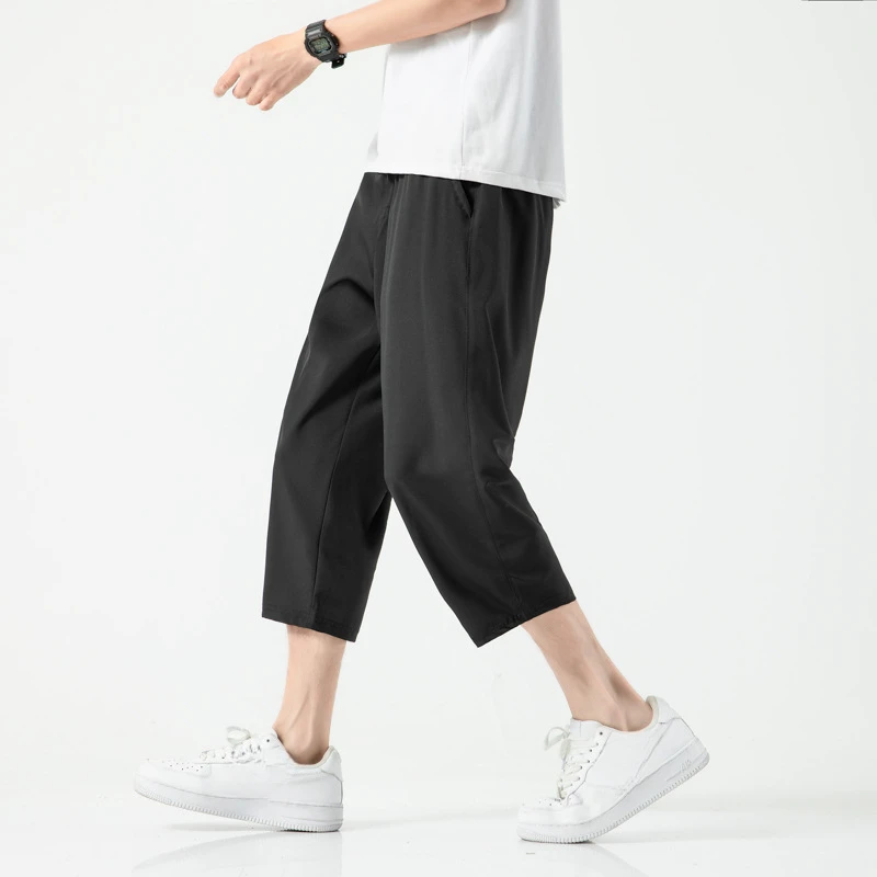 Pantalon court de sport décontracté pour homme, short court droit, mince, glace, grand, élastique, été, nouveau, 2024