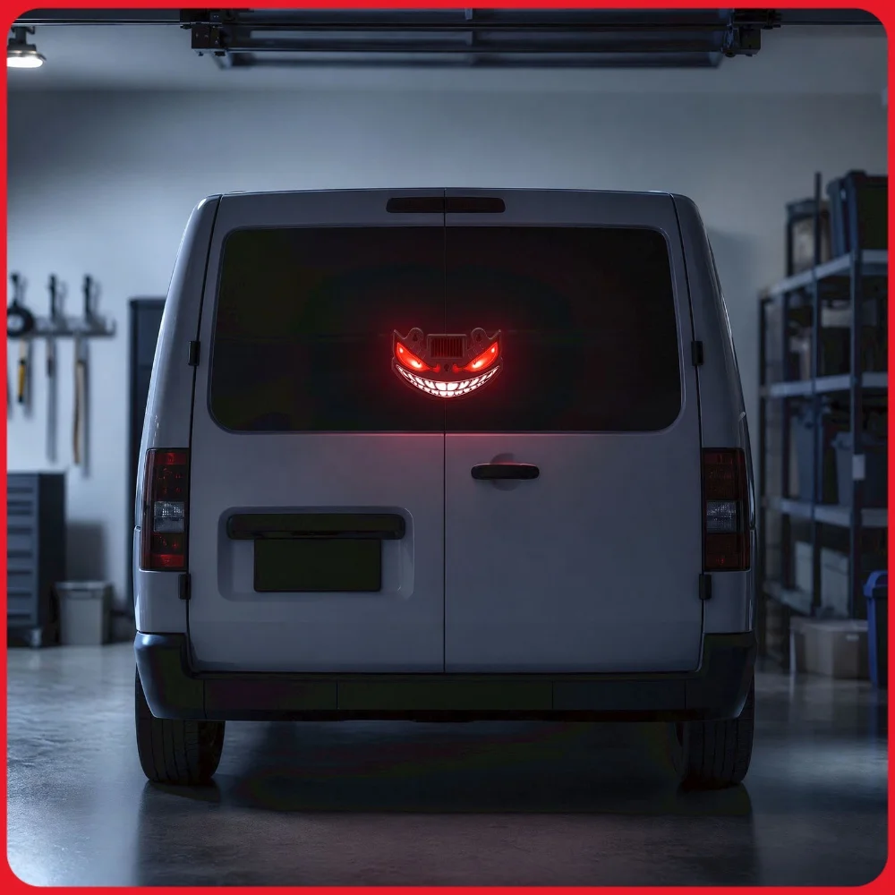 Animated Devil Eyes Light Solar and USB Powered Dynamic Windshield Ambient Lamp Flicker Signal Warning Lights for Car Windshield